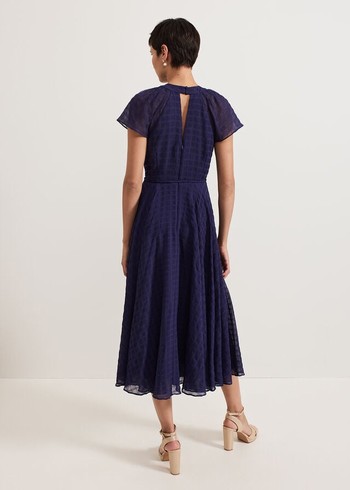 Phase Eight Gwen Textured Dress Navy Canada | UHMQFA-267